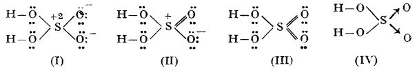 structurile limita ale acidului sulfuric, structura de rezonanta a acidului sulfuric